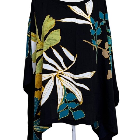 Chico's Tops - Chicos Ponsa Palms Poncho Black Floral Tropical Top Womens Size L/XL NEW